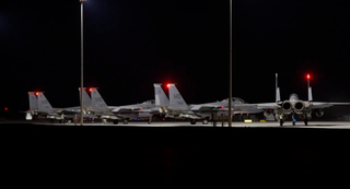 American F-15Es prepare to take off in footage shared by CENTCOM earlier this month